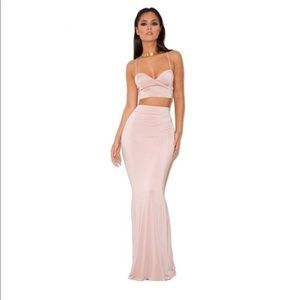 Blush Crop Two Piece Maxi Dress
